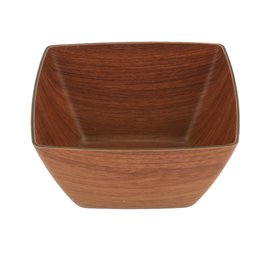 1 qt. (1.3 qt. rim-full), Square Faux Wood Bowl, Mahogany Wood, Polystyrene, 6.5" x 6.5", 3" deep, G.E.T. Arbor (12 Pack)