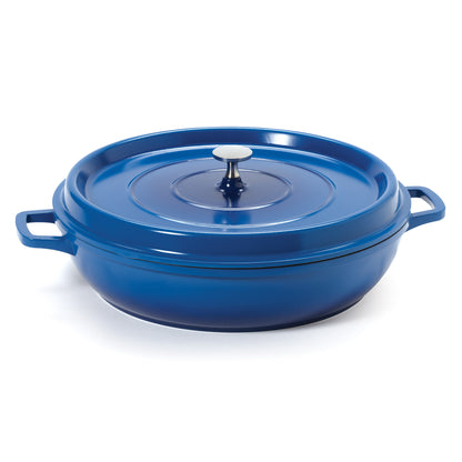 4.5 qt. (5 qt. rim-full), 12.63" Induction Ready Round Braiser / Paella w/ Lid, 2.88" deep